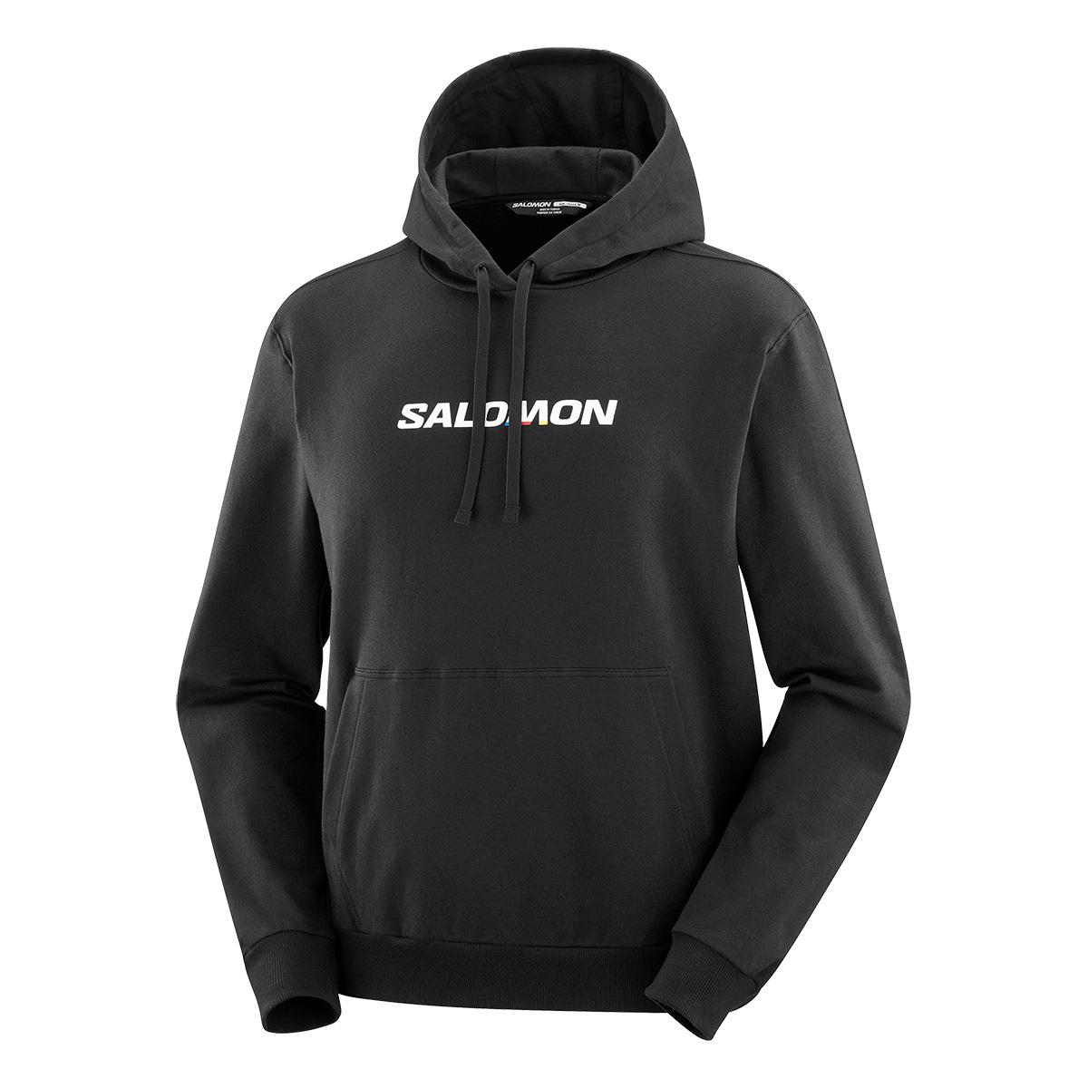 Salomon Logo Performance Hoodie Men's in Deep Black